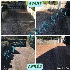 Nettoyage et traitement anti mousse sur descente de garage